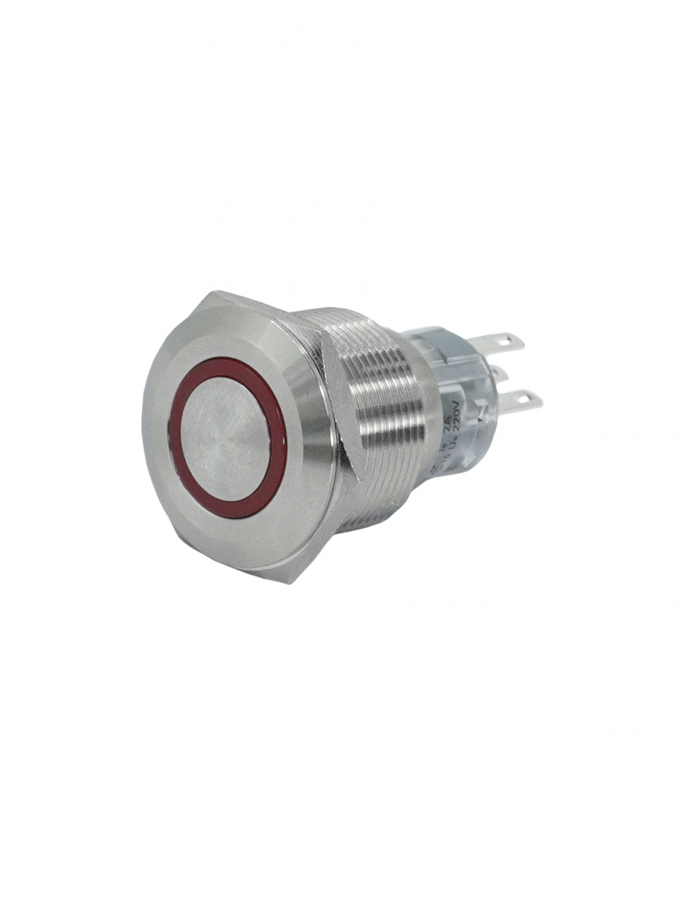 GQ22-L-11E/R/220V/S, красный, металл, 1C1NO1NC, цилиндр с подсветкой 220В AC/DC, d22мм, IP65, выключатель кнопочный  (ЭТ)